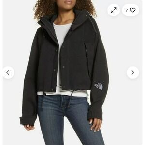 The North Face Spacer Mountain Cropped Jacket Medium Black Hooded Zip Snap